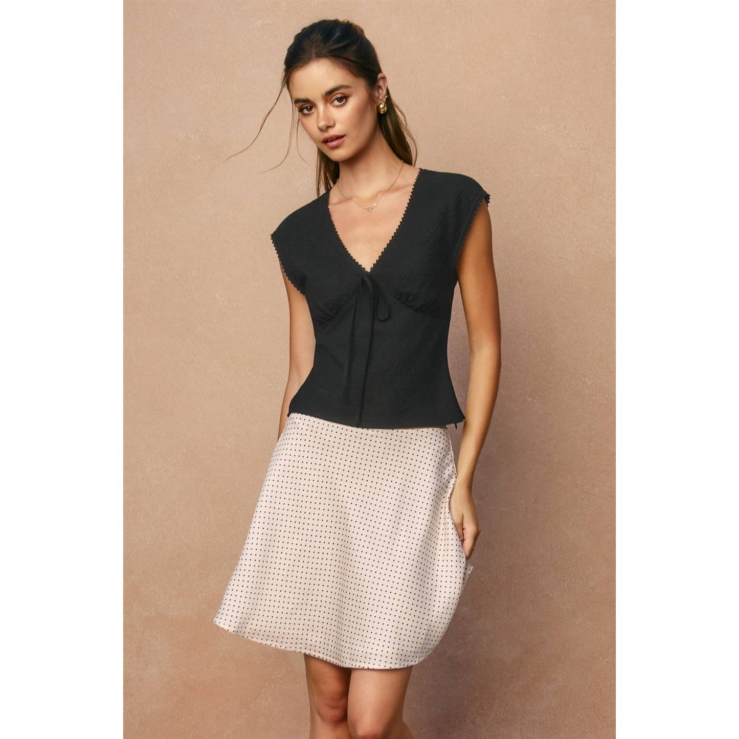 Mini Polka Dot Bias Cut Darling Flared Skirt