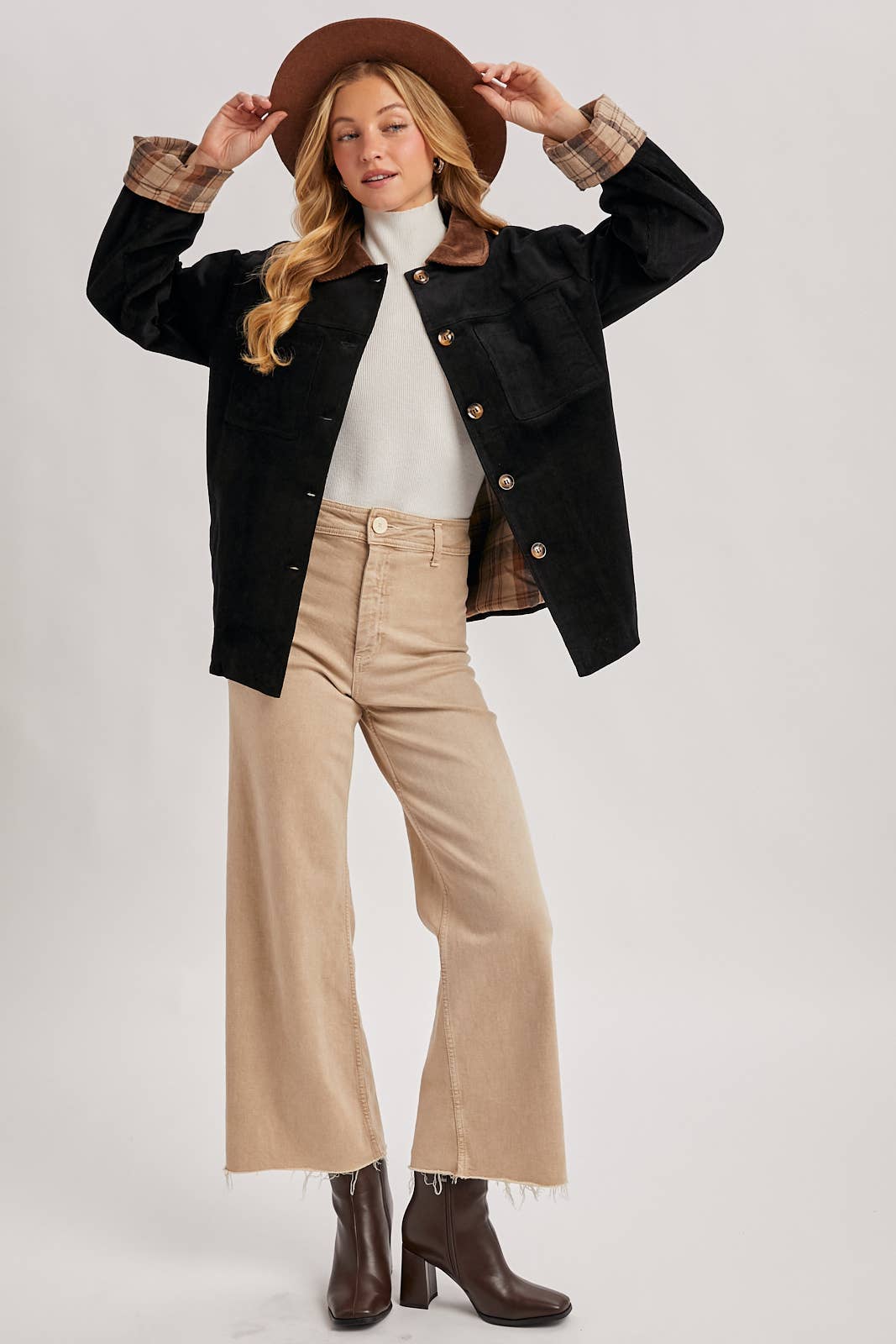 Corduroy Barn Jacket with Inner Plaid Lining