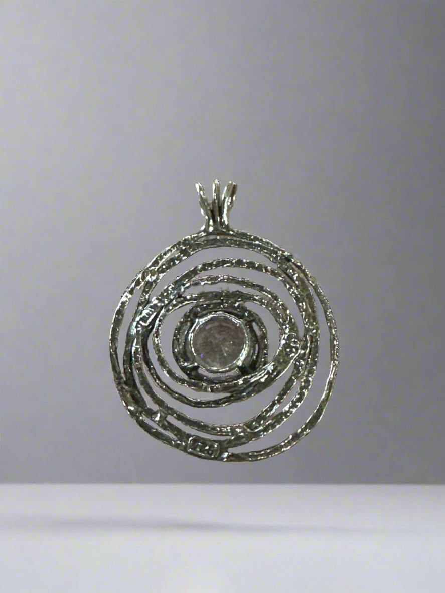 Handcrafted Crystal Sterling Silver Spiral Necklace Charm