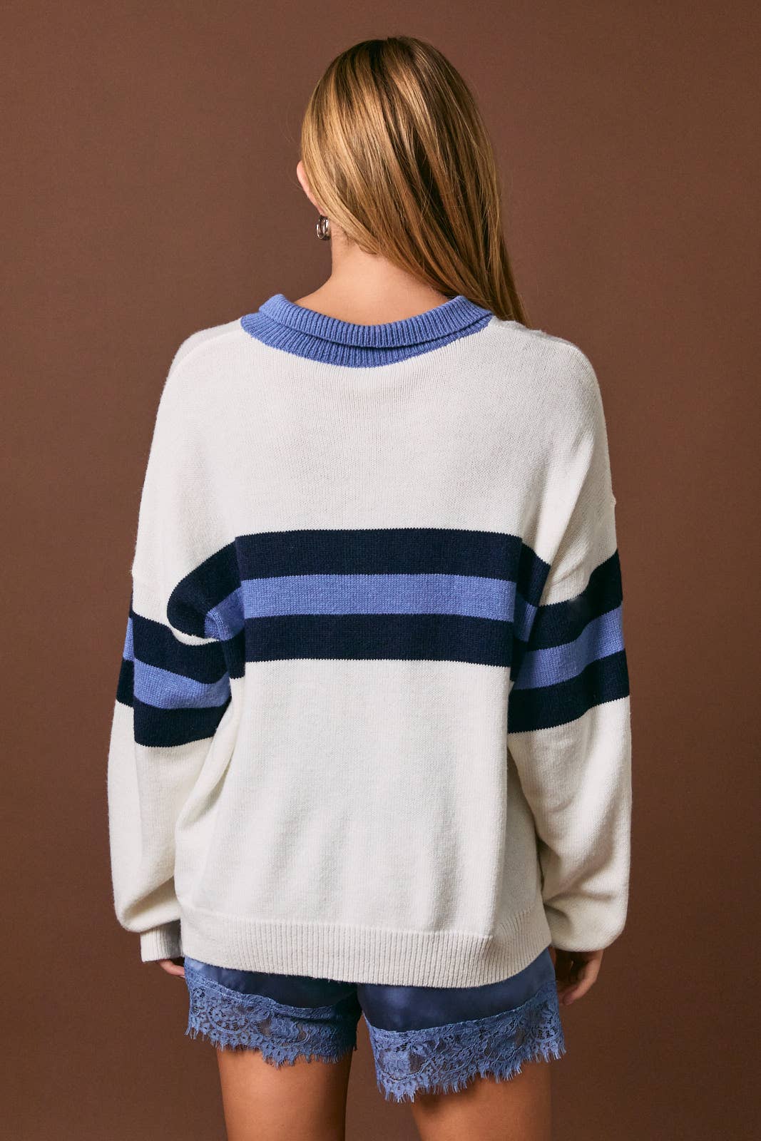 Rugby Knit Polo Striped Sweater