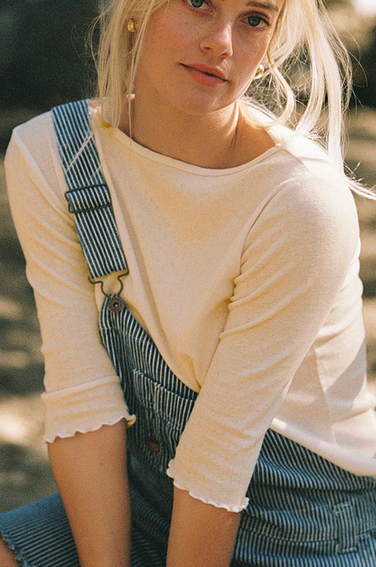 Organic Cotton Ballet Pointelle 3/4 Sleeve Tee