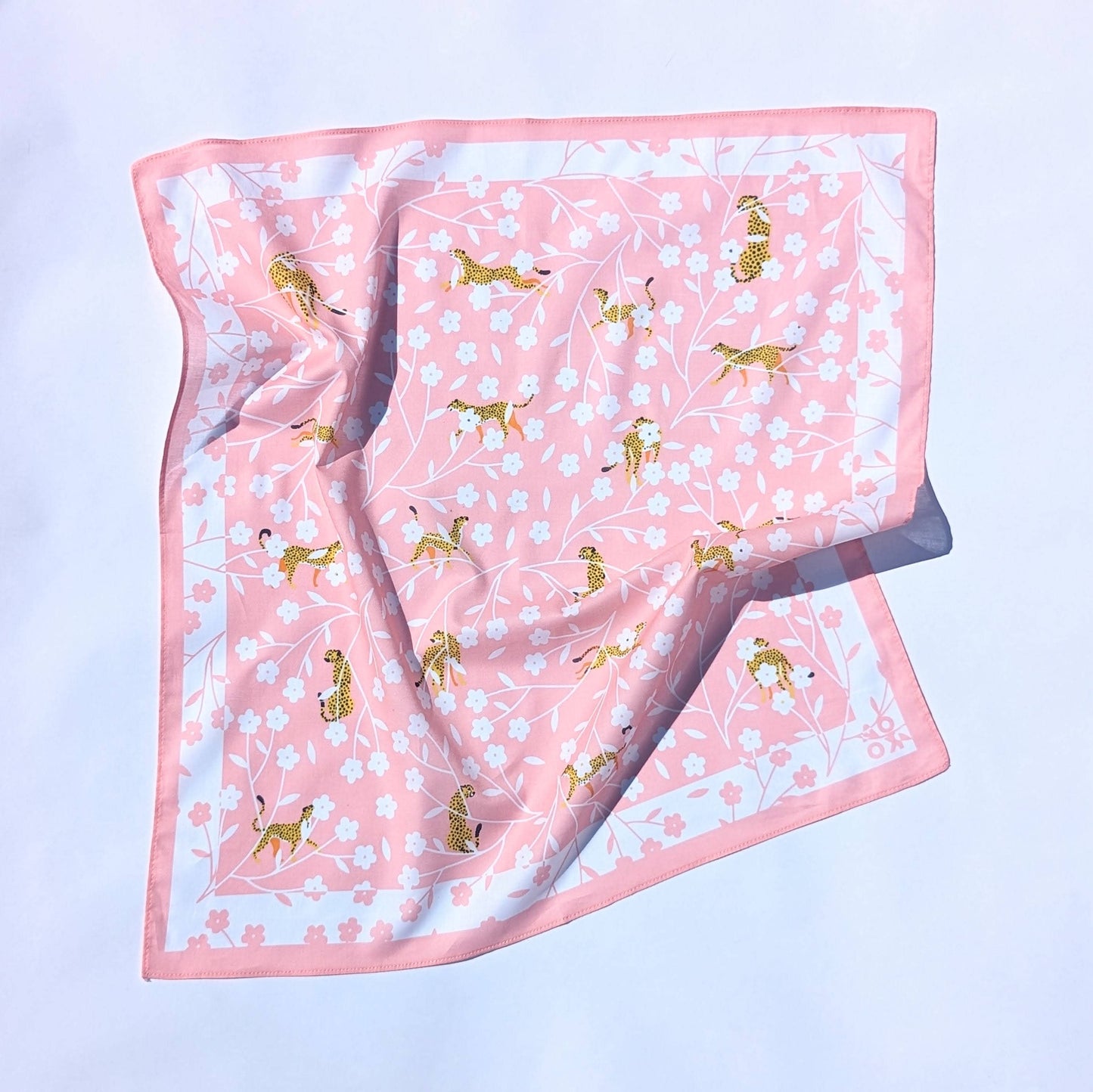 100% Cotton Bandana - Cheetahs and Cherry Blossoms