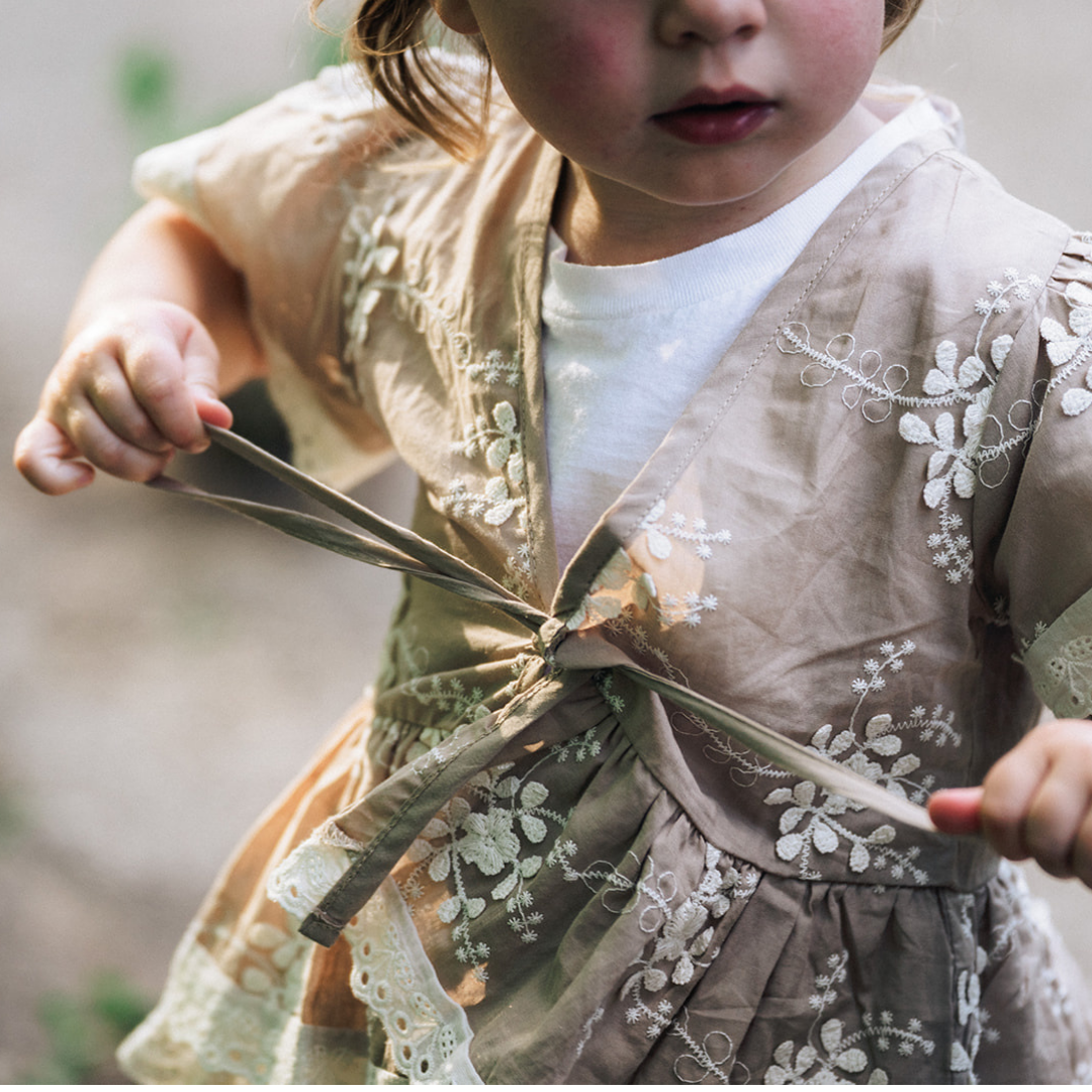 Embroidered Front Tie Cardigan - Child