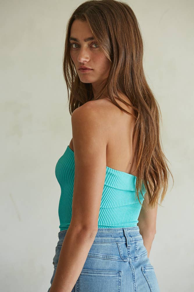 Sweetheart Neckline Seamless Ribbed Tube Top Bandeau