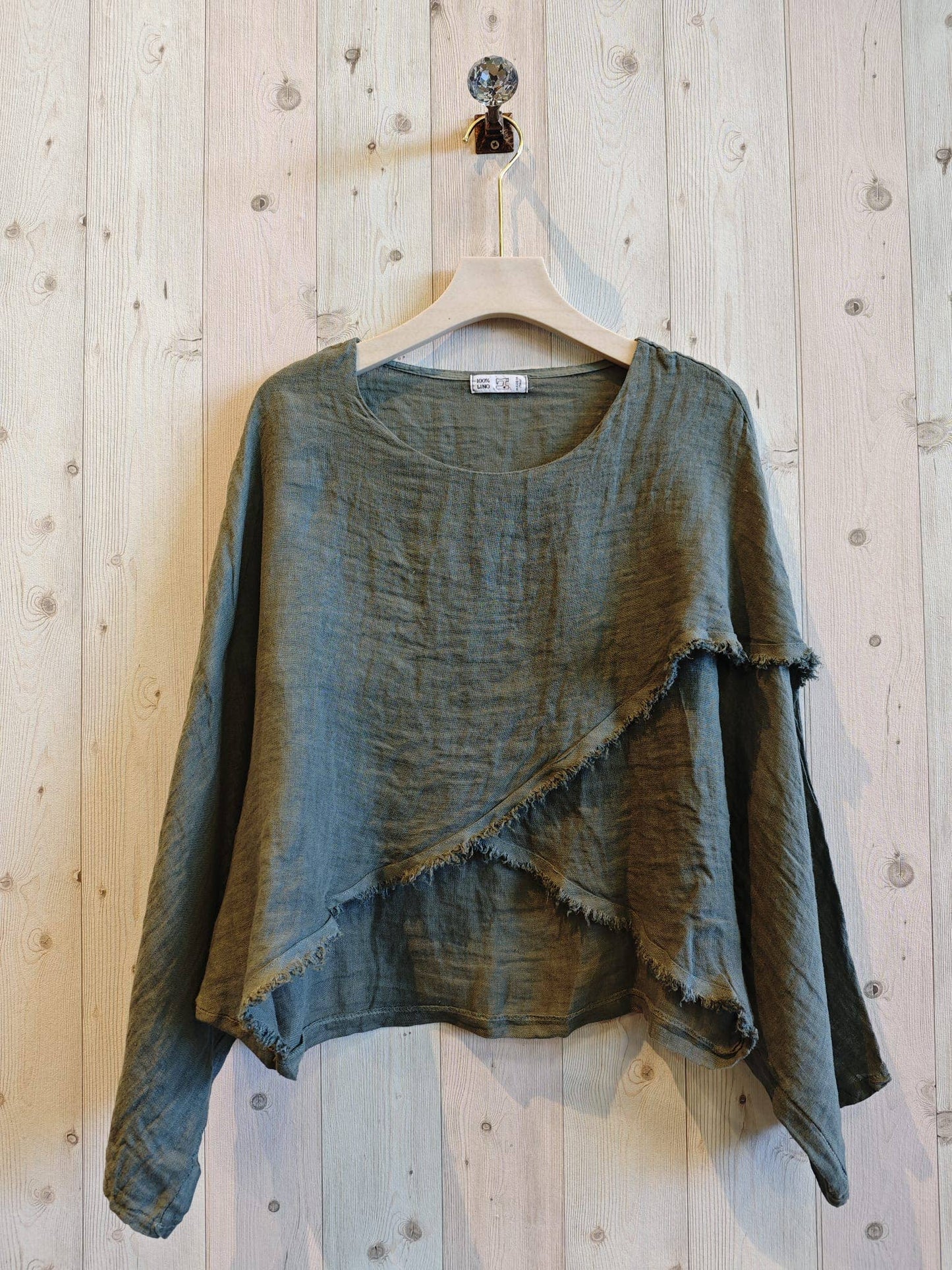 Bohemian Earth Toned Italian Linen Blouse