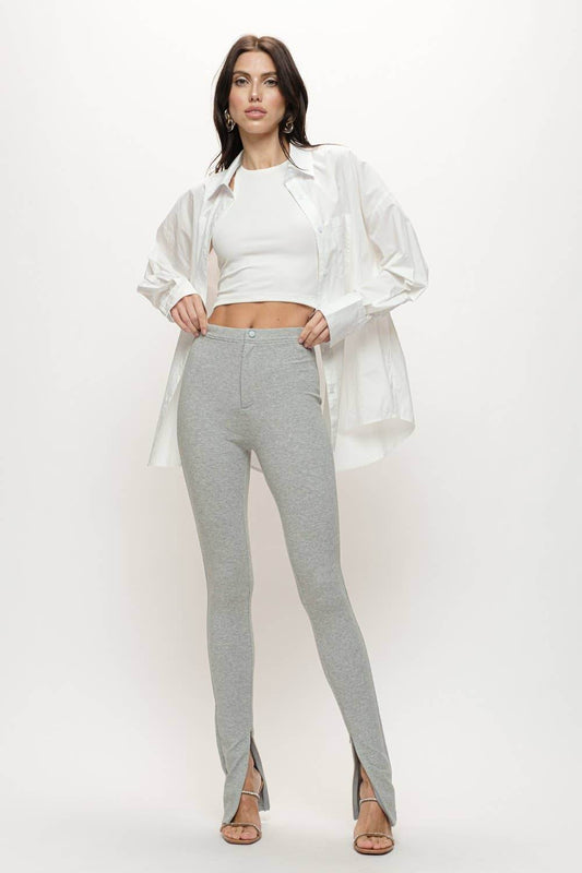 Stretch Jersey Split Hem Leggings - H. Gray - SAUVAGE ZSA™