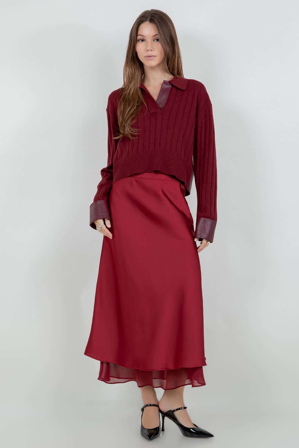 Elegant Satin Midi Skirt