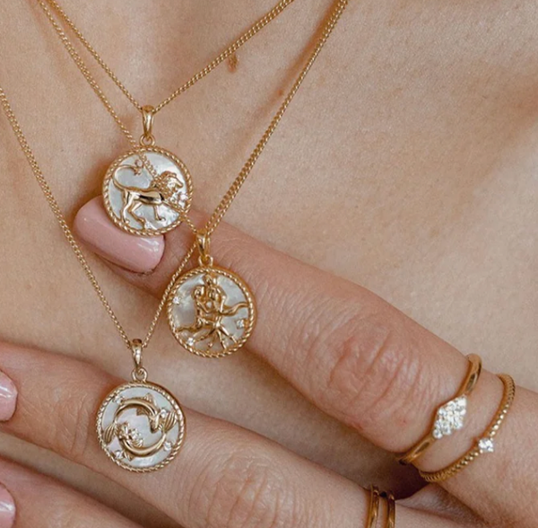 Pisces Astrological Zodiac Coin Necklace Birthday Gift - Mother of Pearl Collection