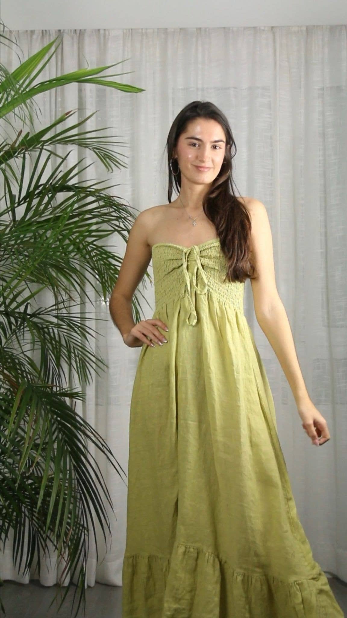 Linen Strapless Maxi Dress