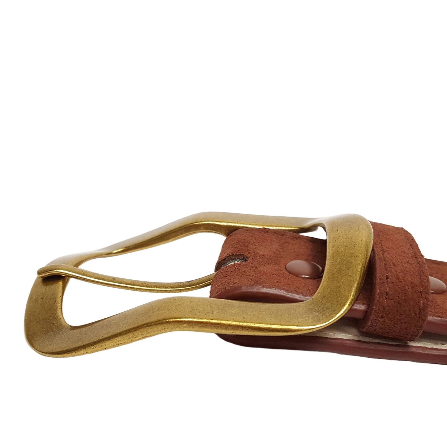 Genuine Suede Leather Belt With Timeless Rectangular Buckle