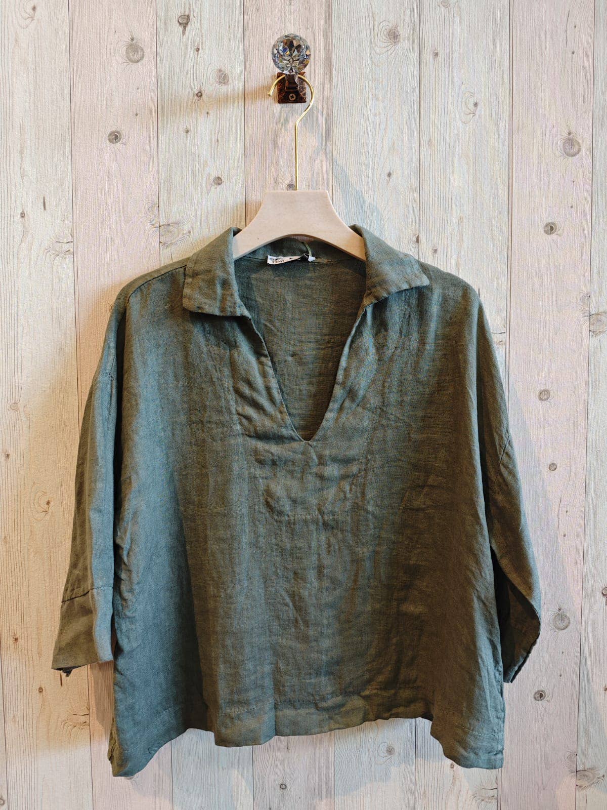100% Linen Collar Blouse