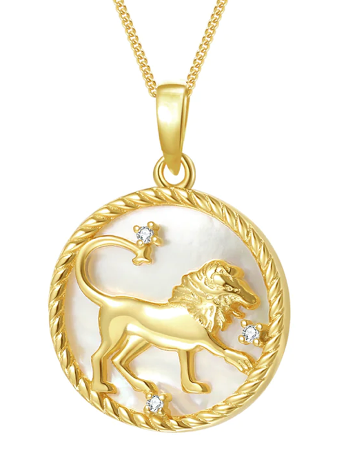 Leo Astrological Zodiac Coin Necklace - Mother of Pearl Collection