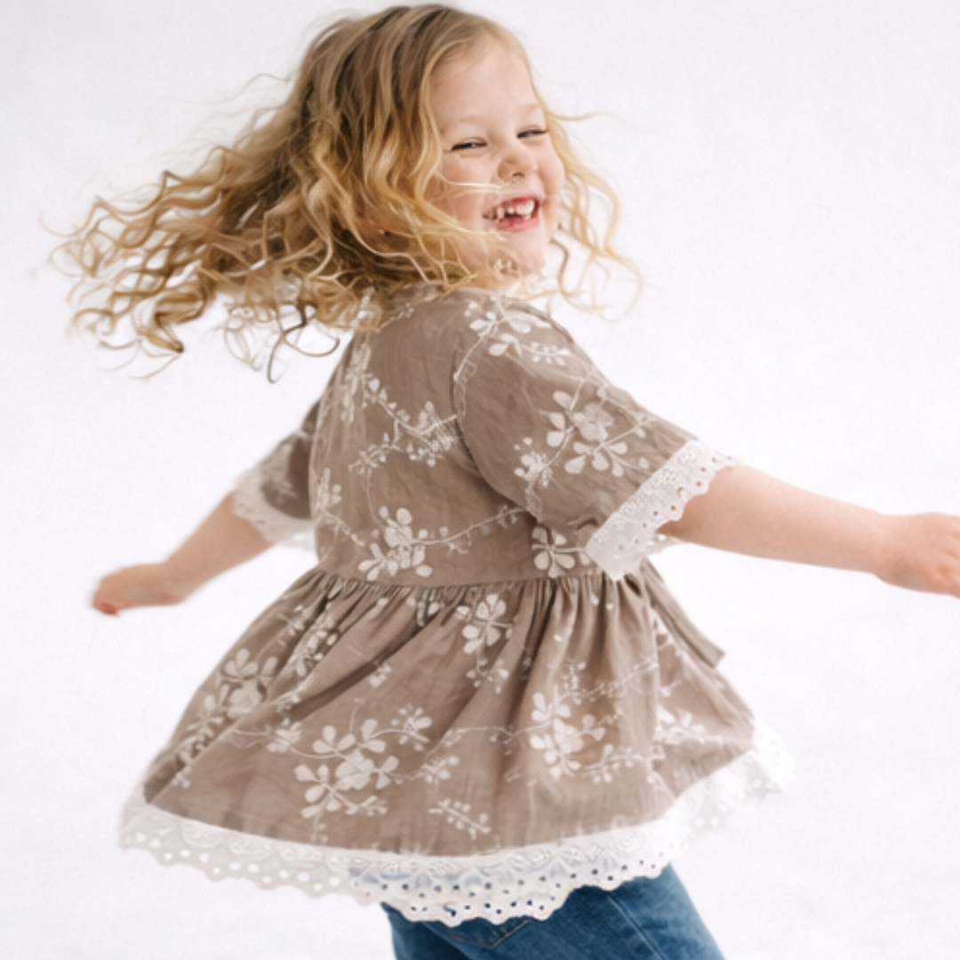Embroidered Front Tie Cardigan - Child