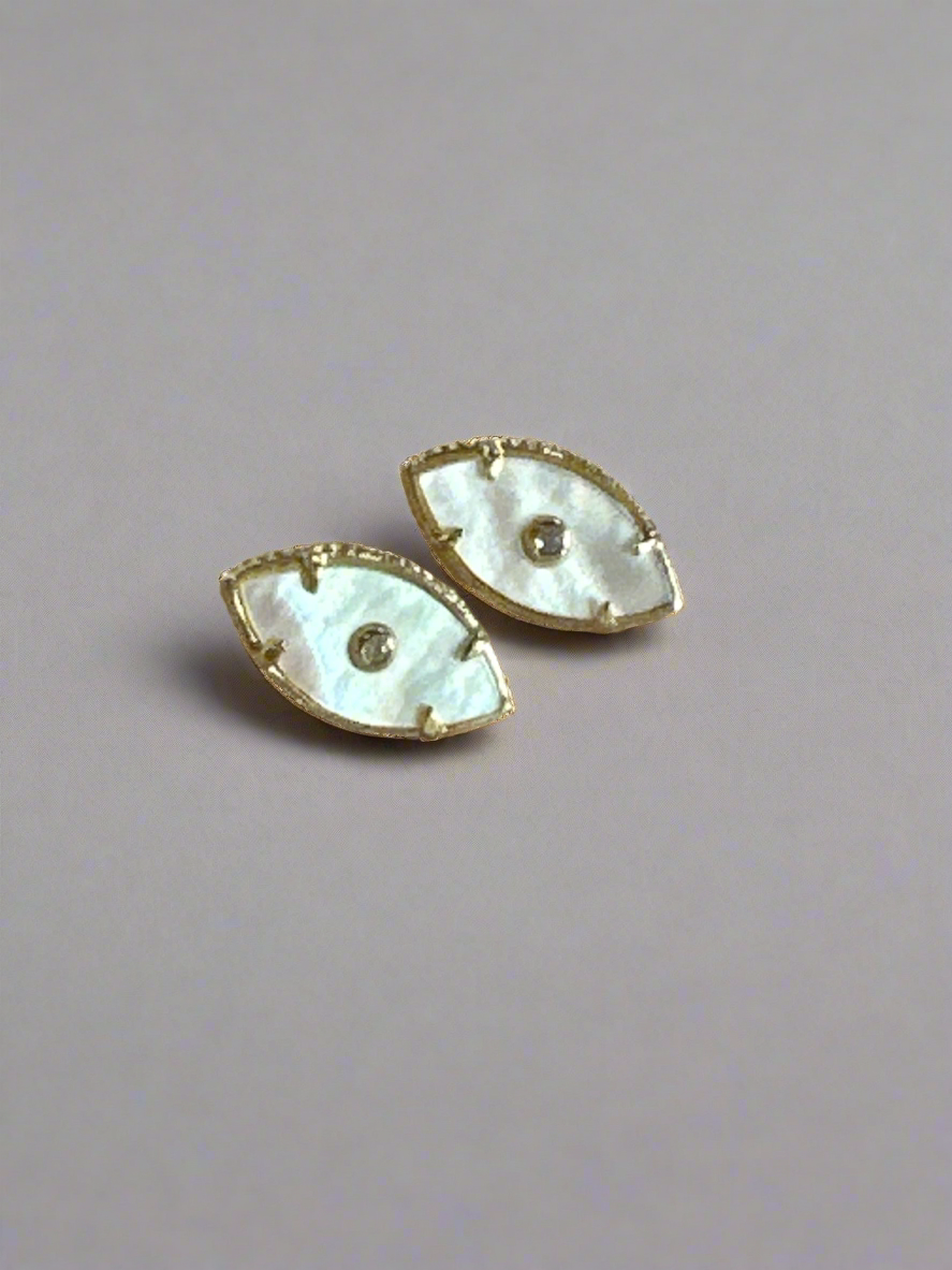 Parisienne Gold & Mother of Pearl Stud Eye Earrings