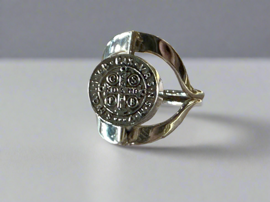 Spinning Coin Charm Sterling Silver Ring Size 9