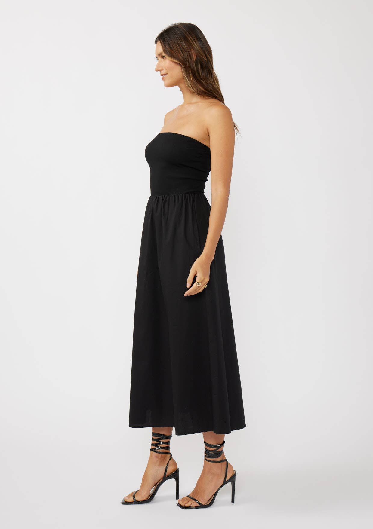 Strapless Tube Maxi Dress with Side Pockets