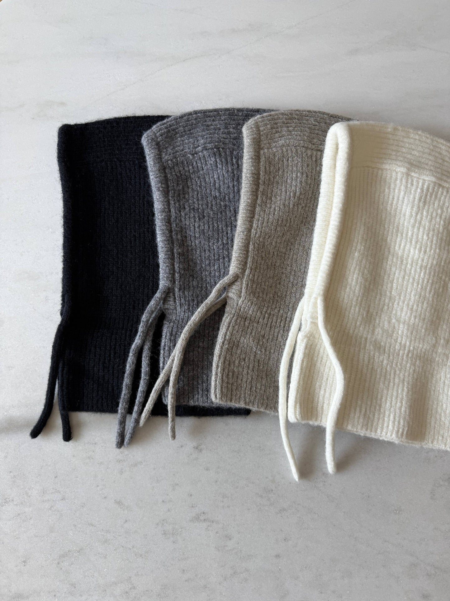 Luxe Knit Blend Balaclava Drawstring Winter Hood