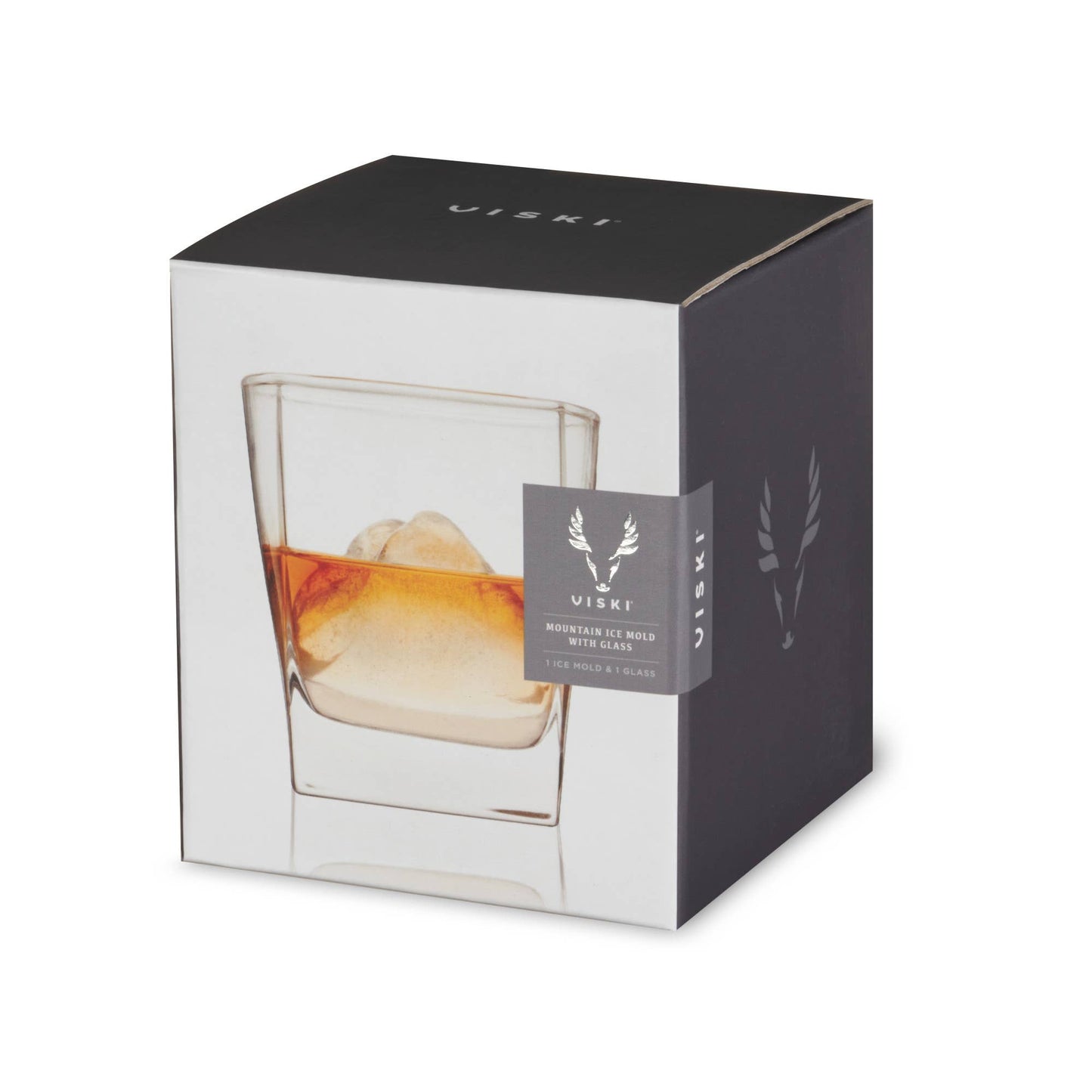 Viski Glacier Rocks® Mountain Ice Mold and Crystal Whiskey Glass - Perfect Men’s Gift!