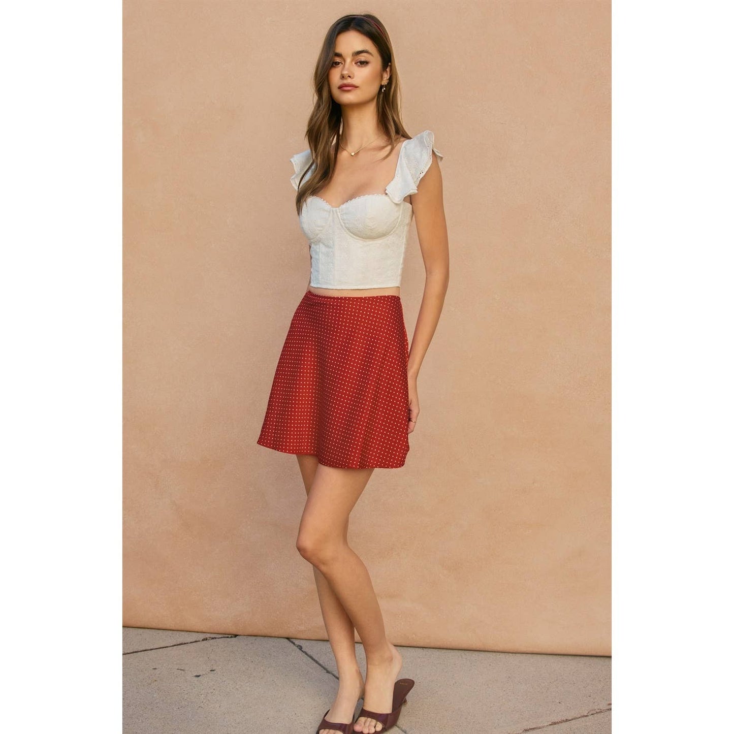 Mini Polka Dot Bias Cut Darling Flared Skirt