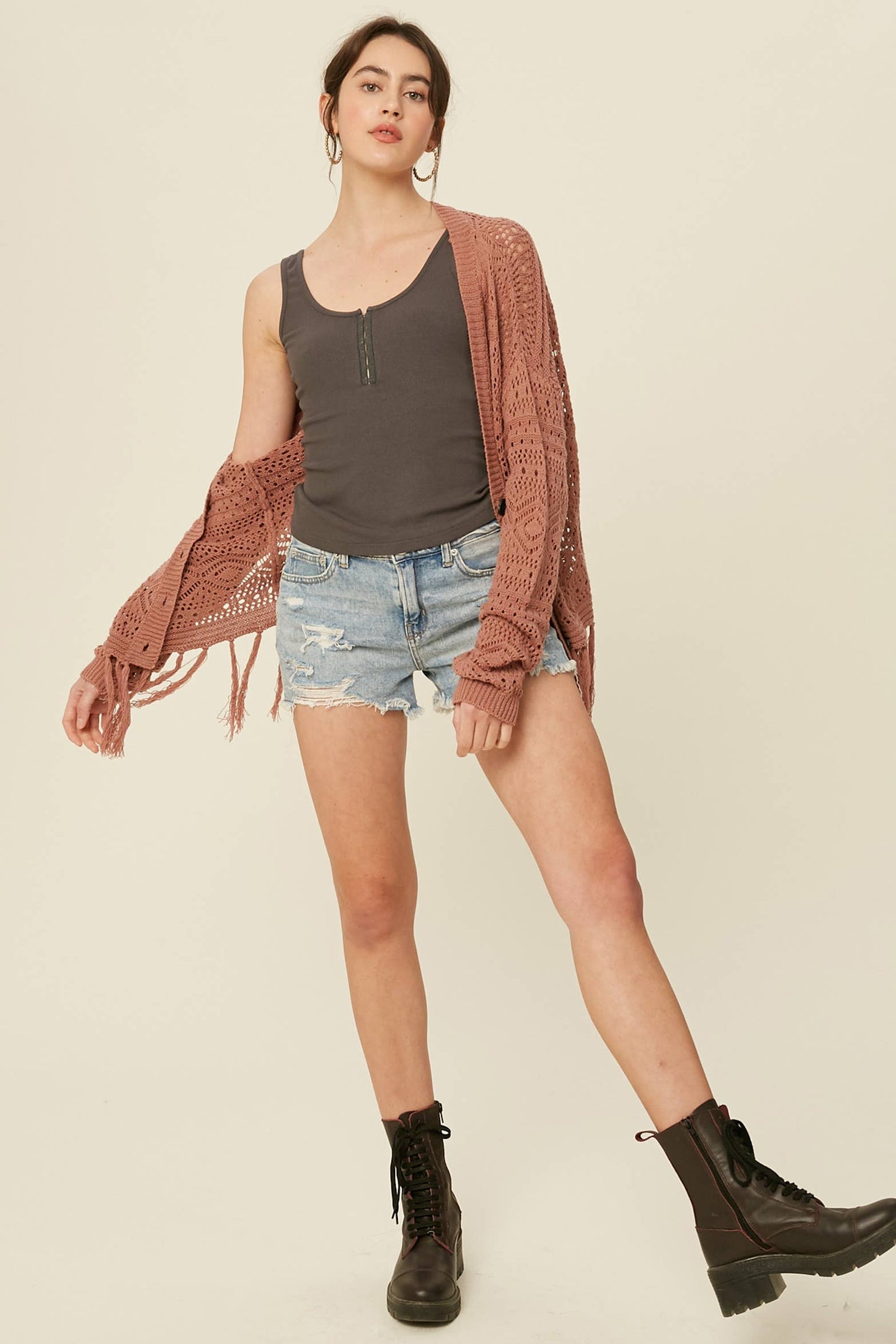 Ribbed Henley Tank Top