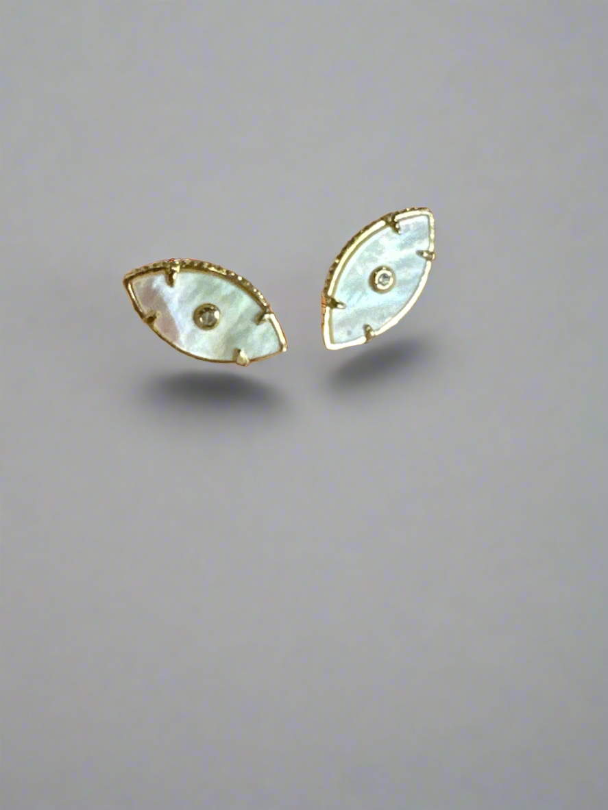 Parisienne Gold & Mother of Pearl Stud Eye Earrings