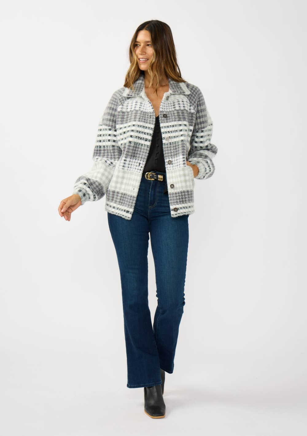 Plaid Bomber Coatigan