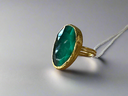 18K Gold Adjustable Crystal Ring