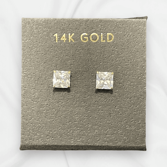 14K Gold Princess Cut Stud Earrings - SAUVAGE ZSA™