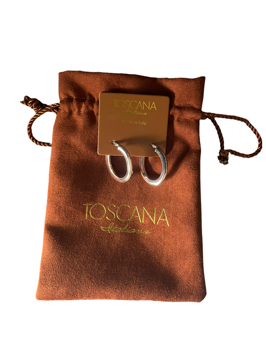 Italian Rose Gold Asymmetrical Hoop Earrings