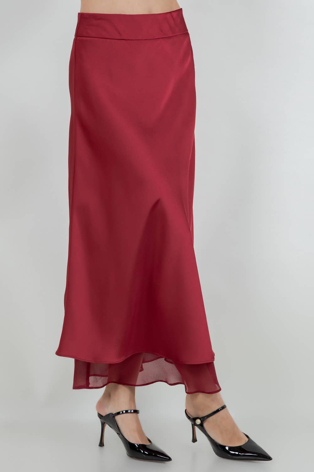 Elegant Satin Midi Skirt