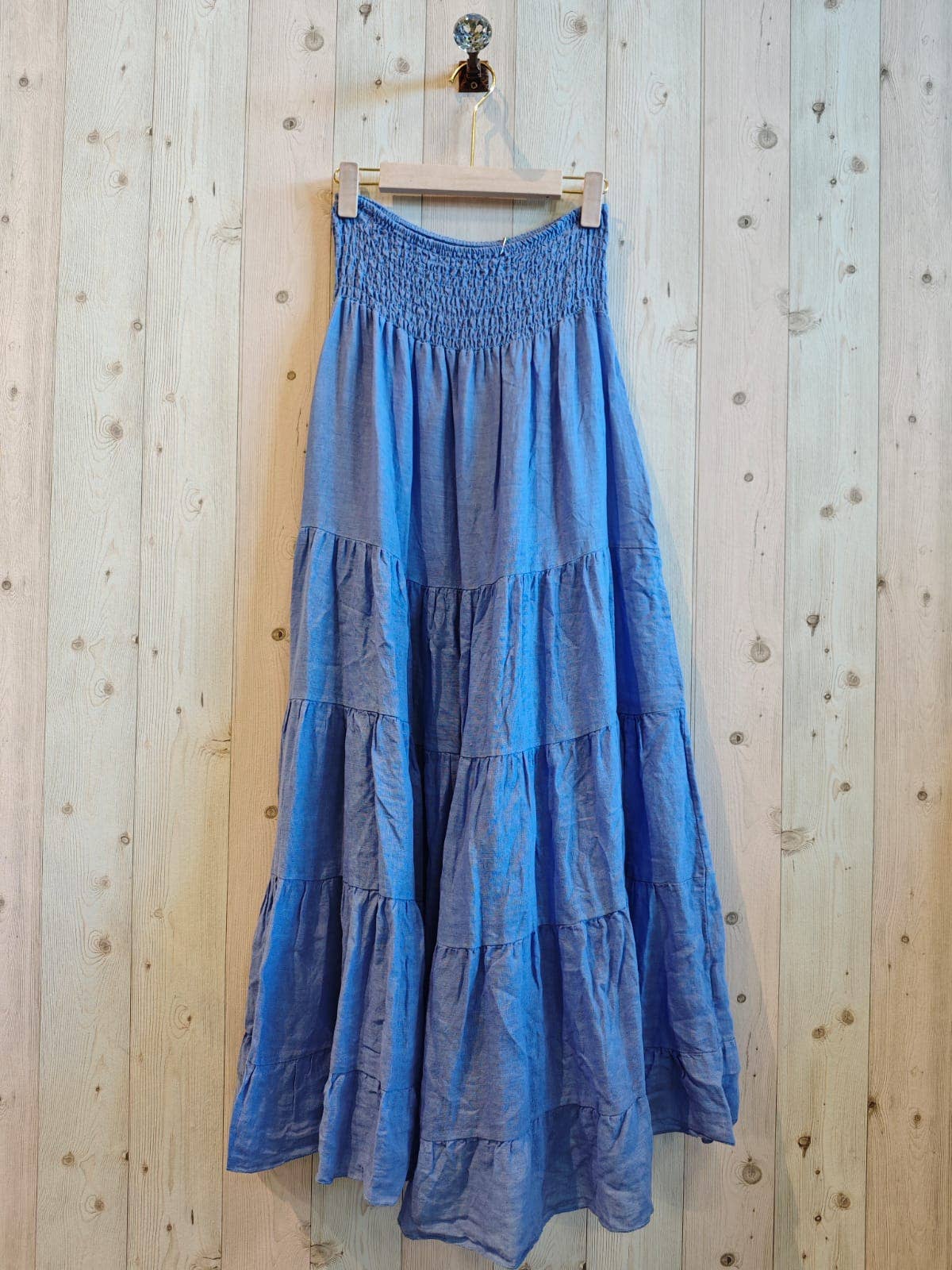 Italian Linen Tiered Bohemian Maxi Skirt