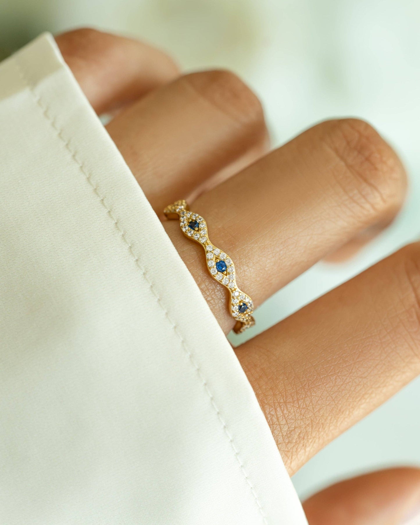 White Gold Evil Eye Ring