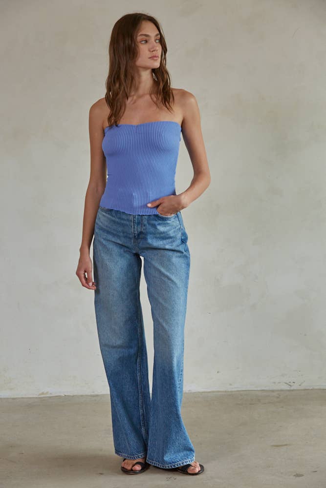 Sweetheart Neckline Seamless Ribbed Tube Top Bandeau