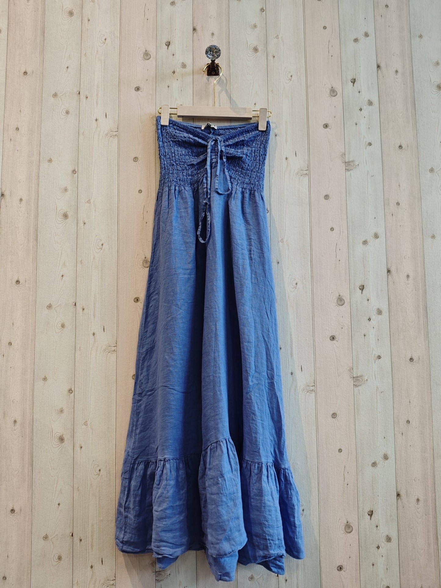 Linen Strapless Maxi Dress