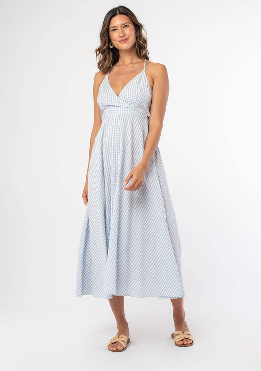 Gingham Cross Back Bow Midi Dress
