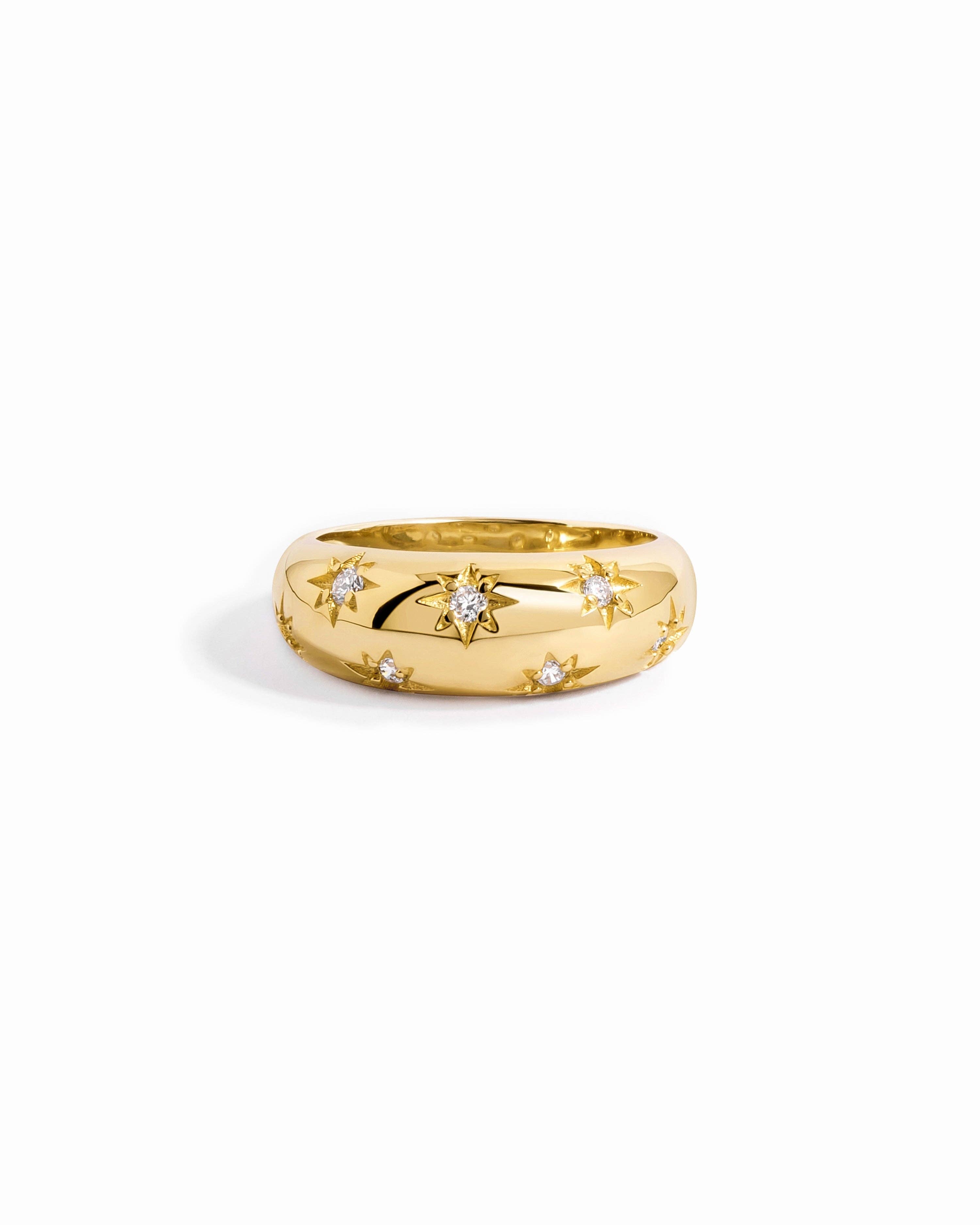 Crystal Stars Dome Gold Ring – SAUVAGE ZSA®