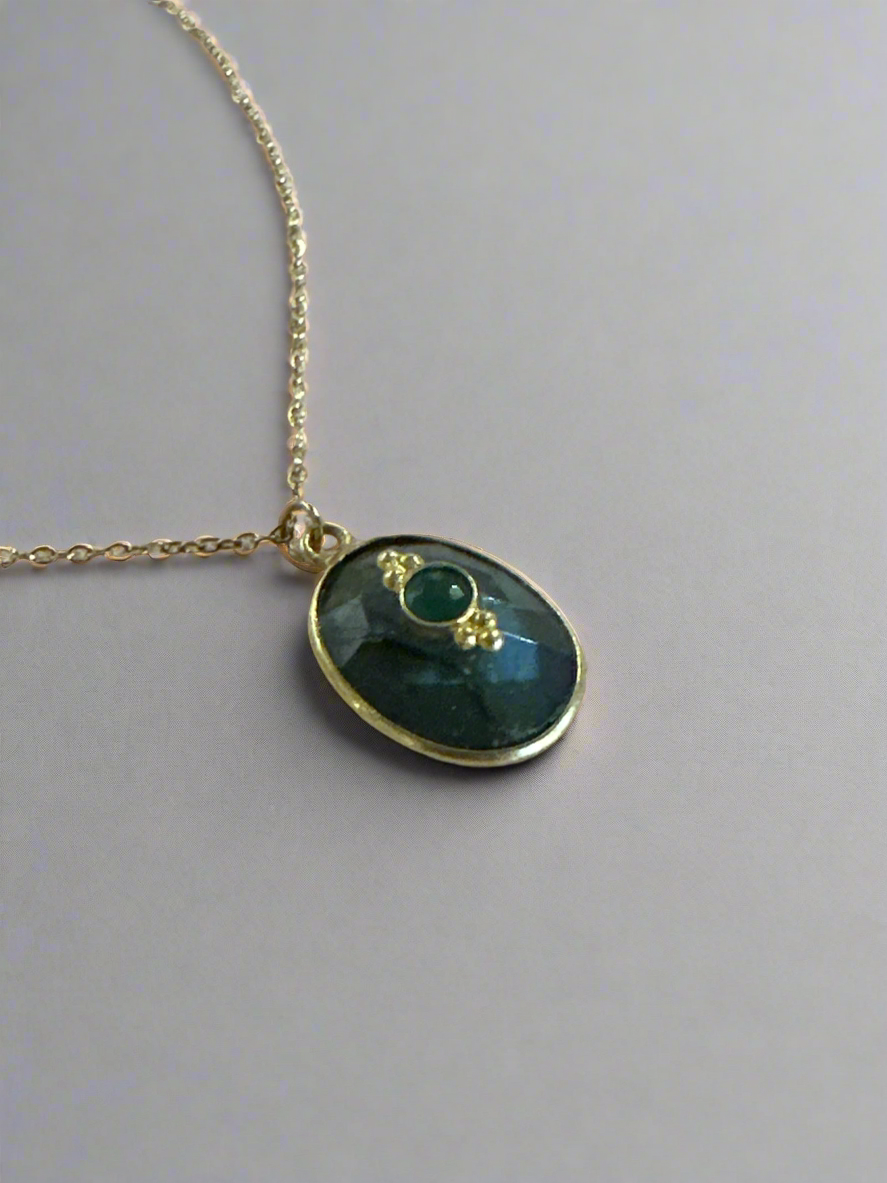Polished Labradorite Parisienne Charm Necklace