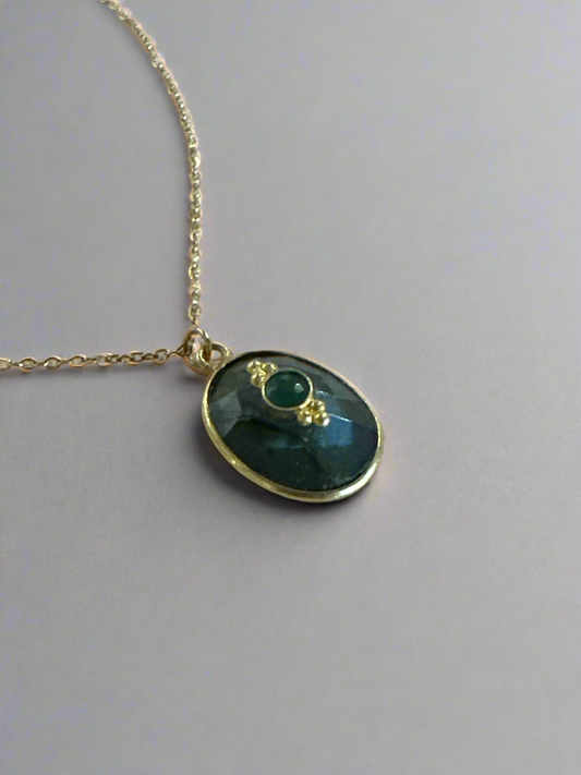 Polished Labradorite Parisienne Charm Necklace