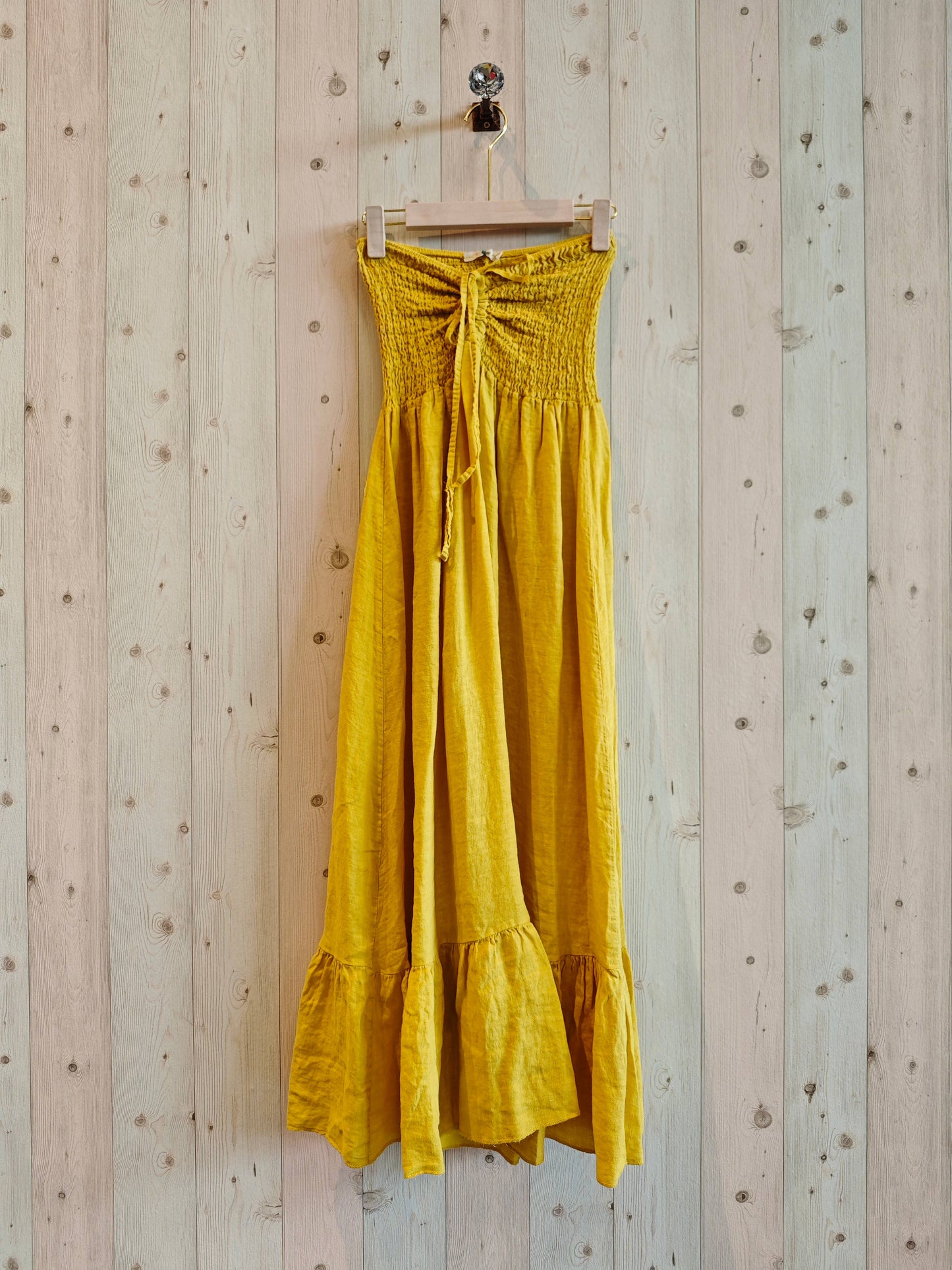 Linen Strapless Maxi Dress