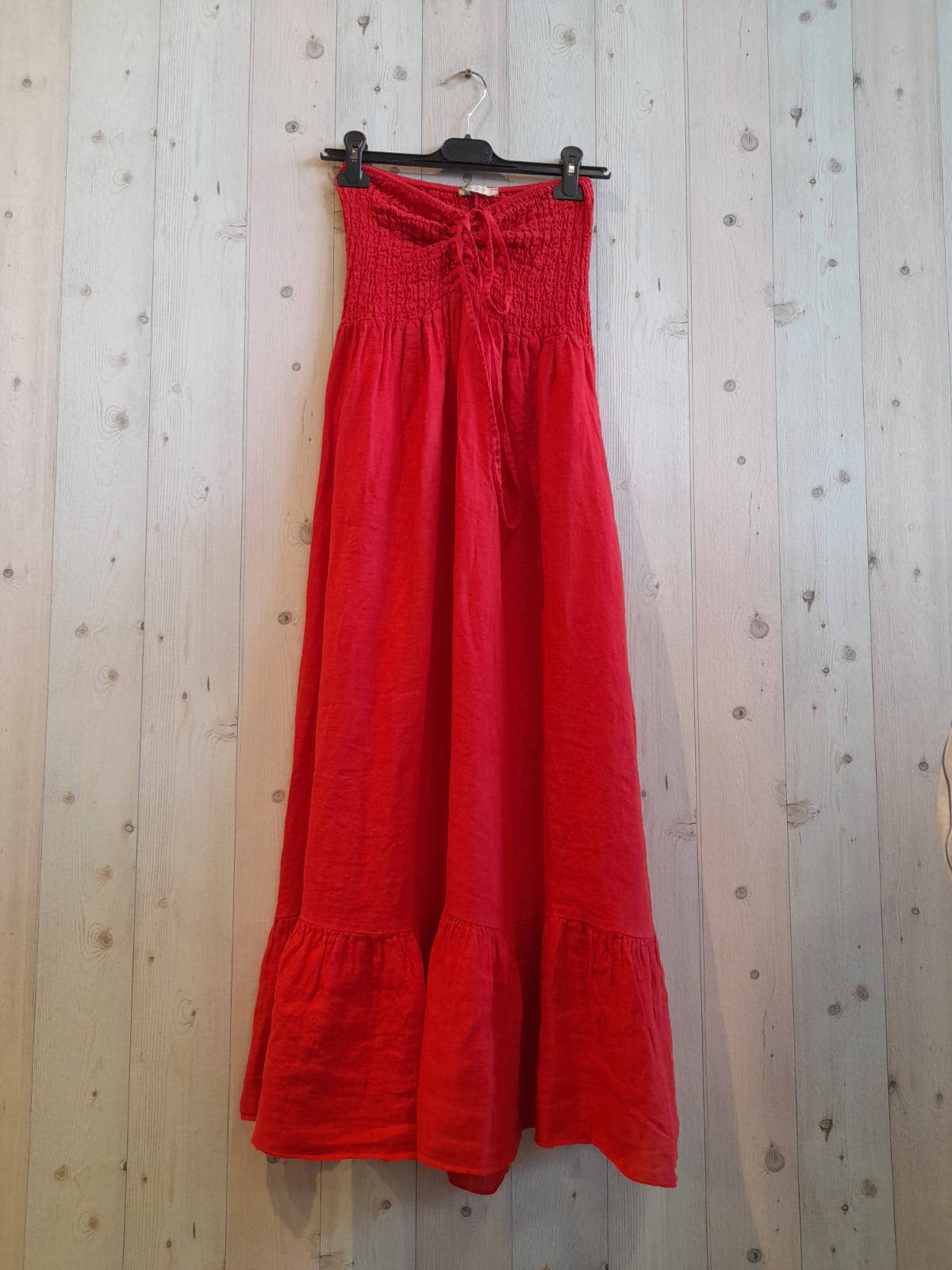 Linen Strapless Maxi Dress