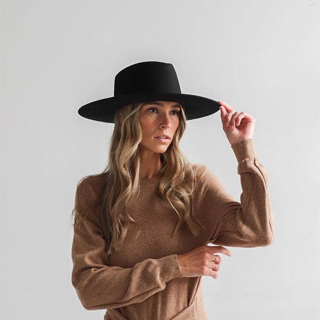 Wide Brim Triangle Crown Felt Hat