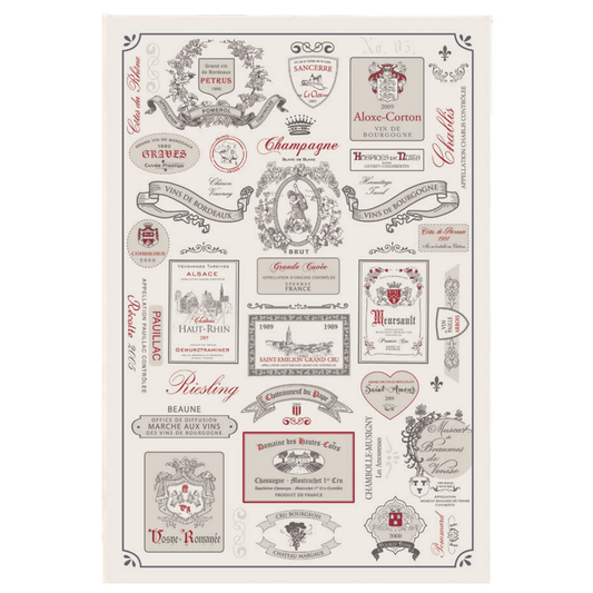 French Wines Labels Tea Towels
