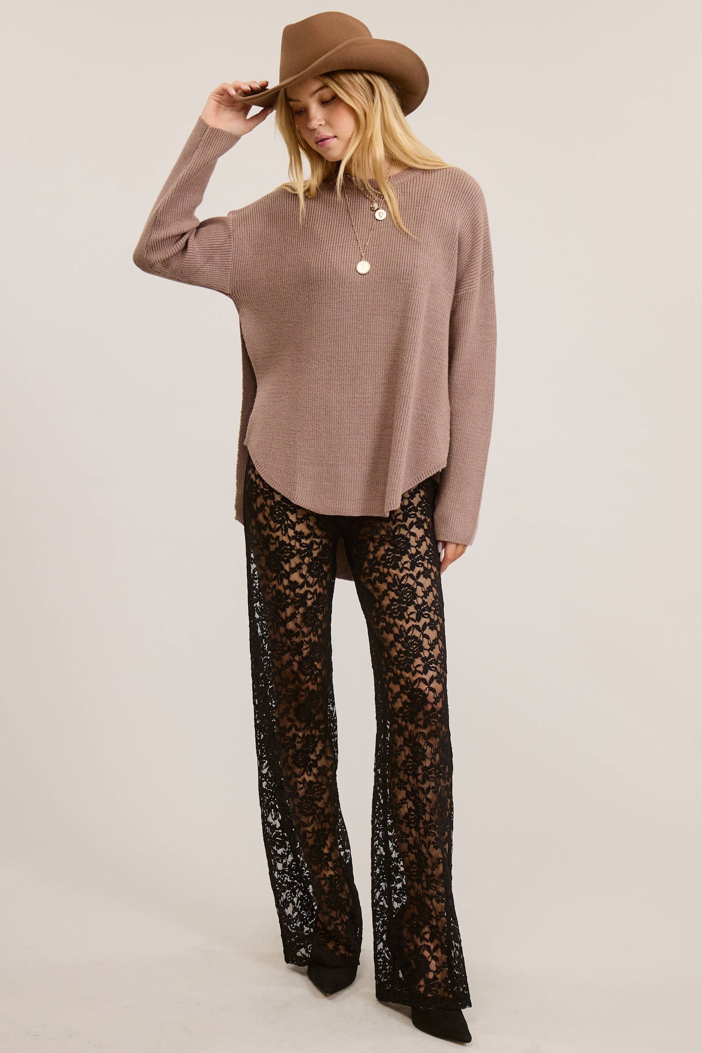 Cozy Knit Sweater with Dual Side Slit