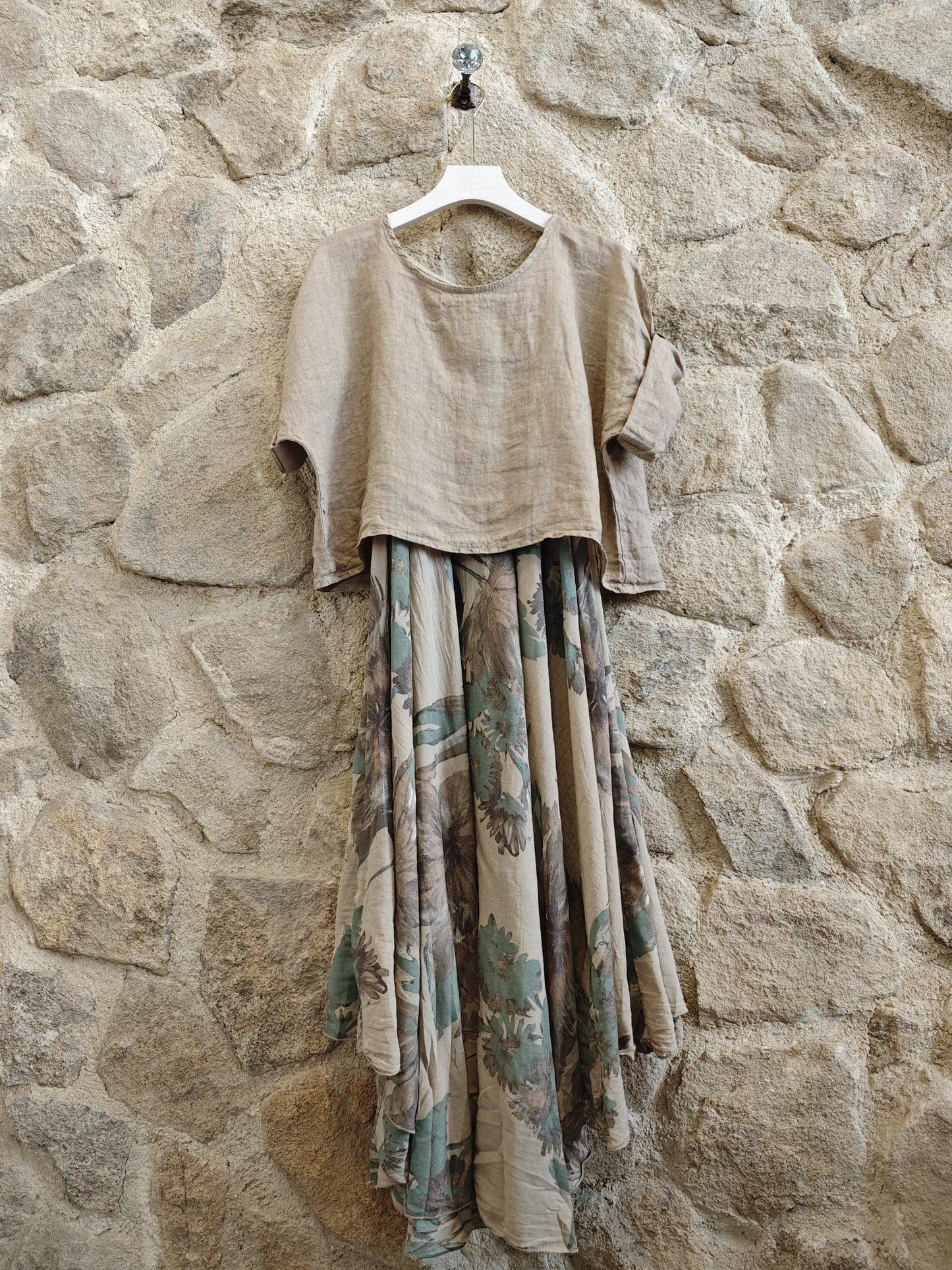 Floral 2-piece Dress Set 100% Italian Linen