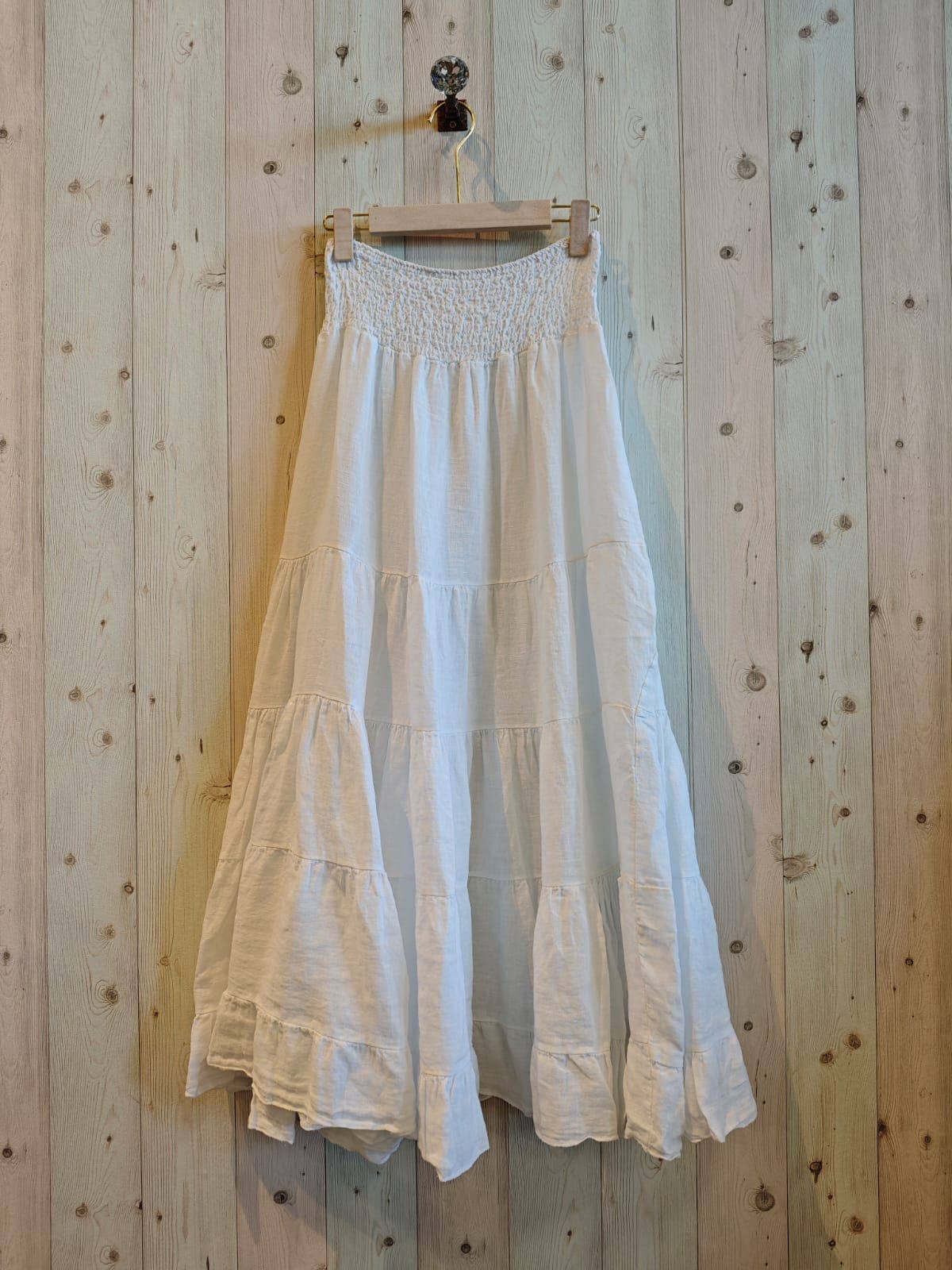 Italian Linen Tiered Bohemian Maxi Skirt