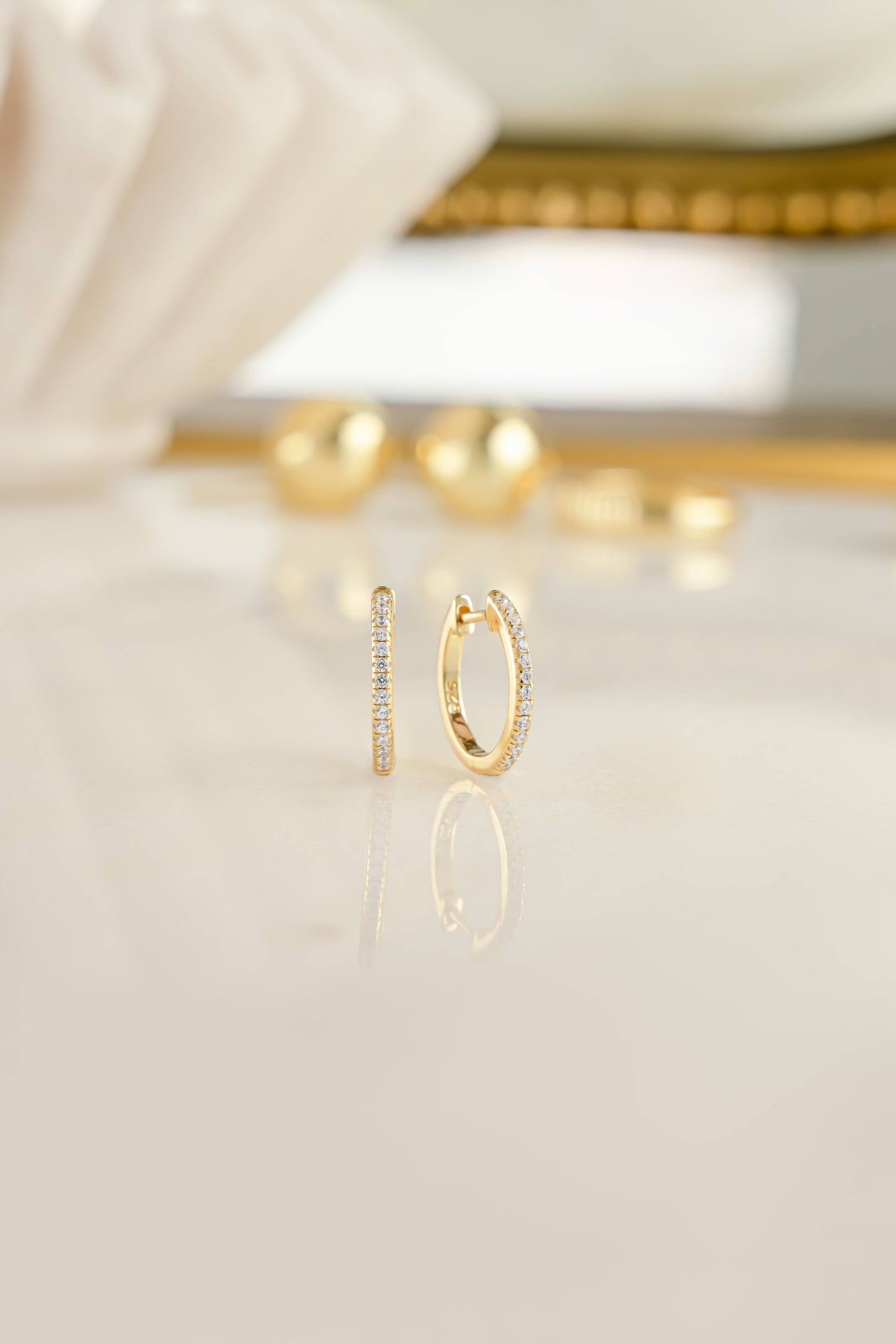 Gold & White Gold Pavé Huggie Earrings
