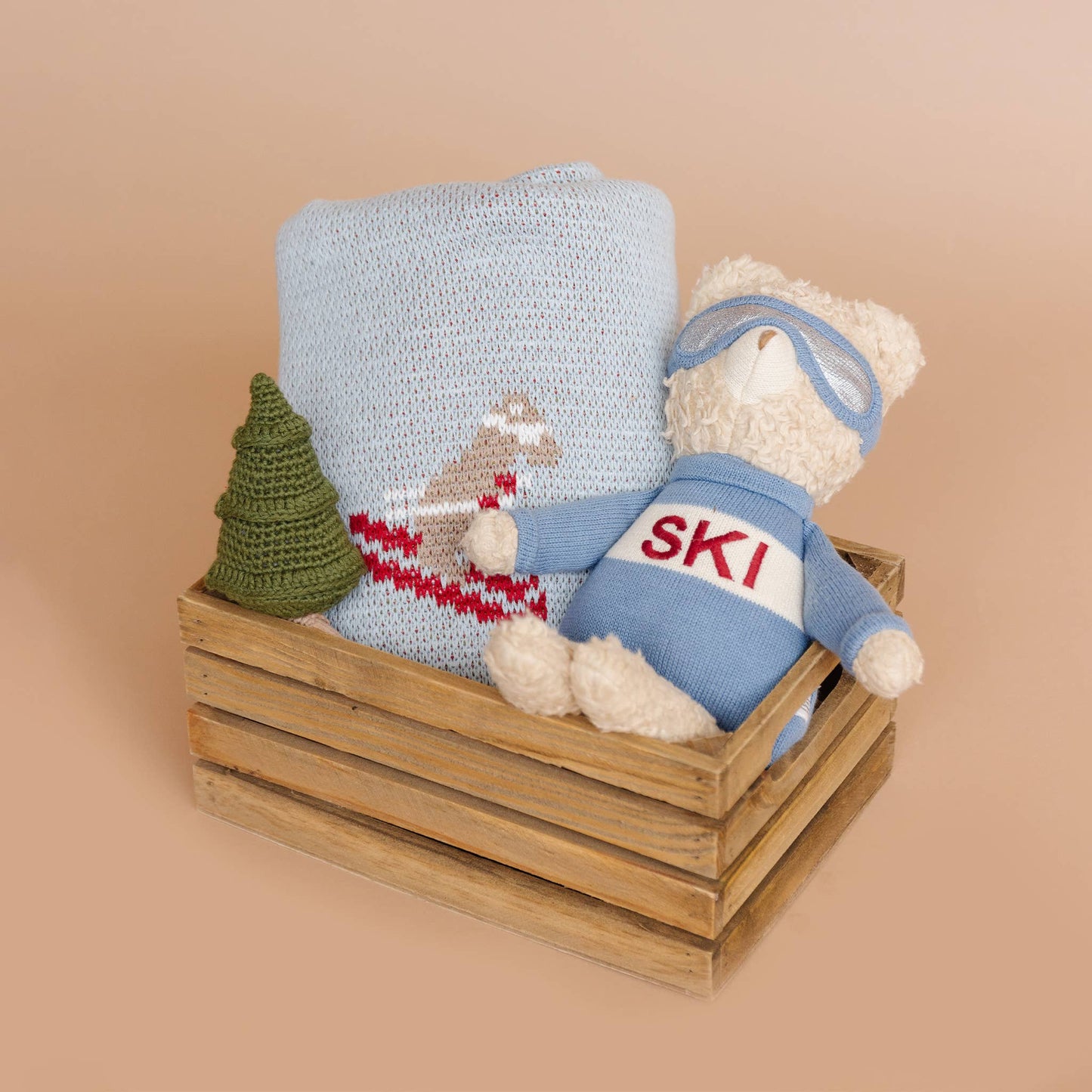 Organic Cotton Blanket with Ski & Snowboard