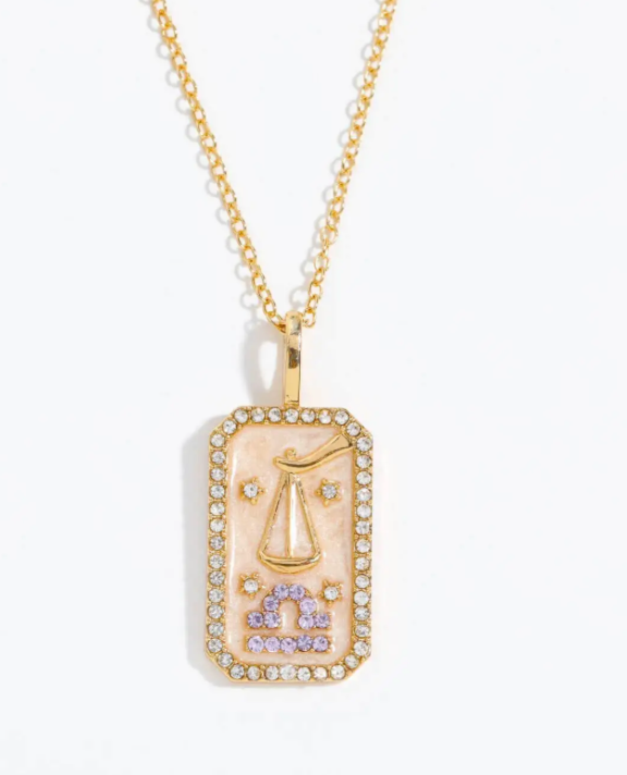 Libra Astrological Zodiac Tarot Card Pendant Necklace - Enamel Collection