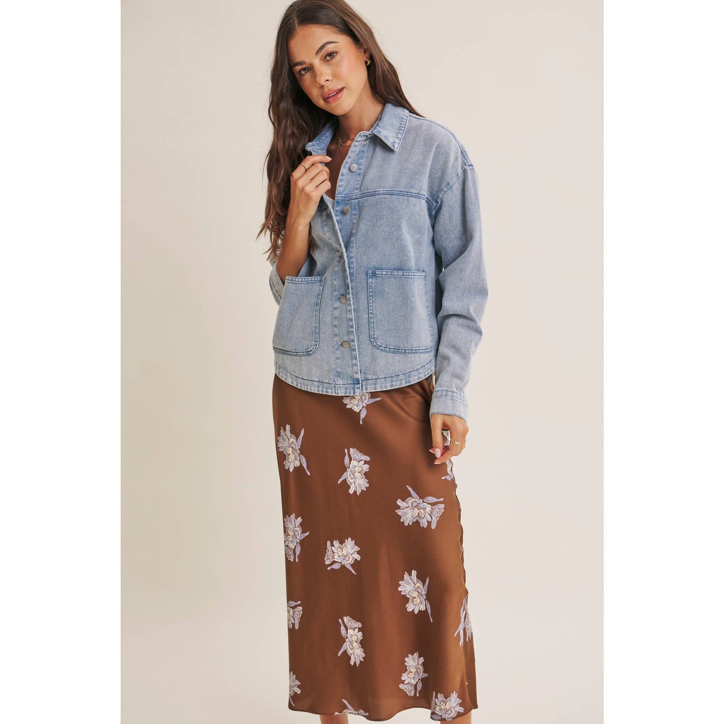 Date Night Satin Floral Midi Skirt