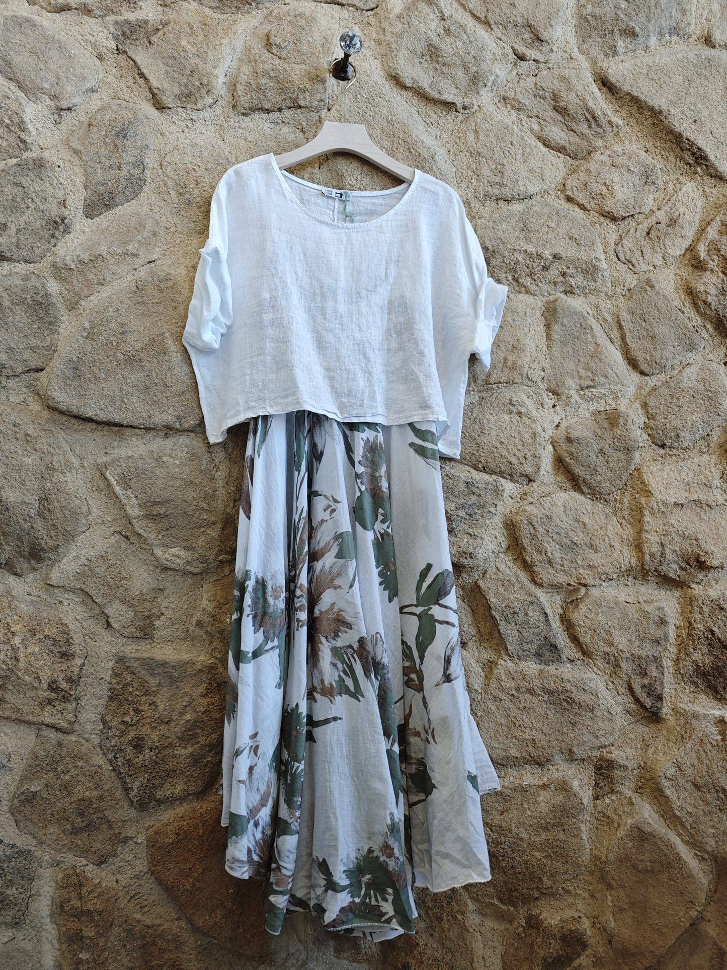 Floral 2-piece Dress Set 100% Italian Linen